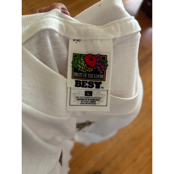 Vintage White Embroidered Safari Animals Short Sleeve Tee L - Picture 7 of 8